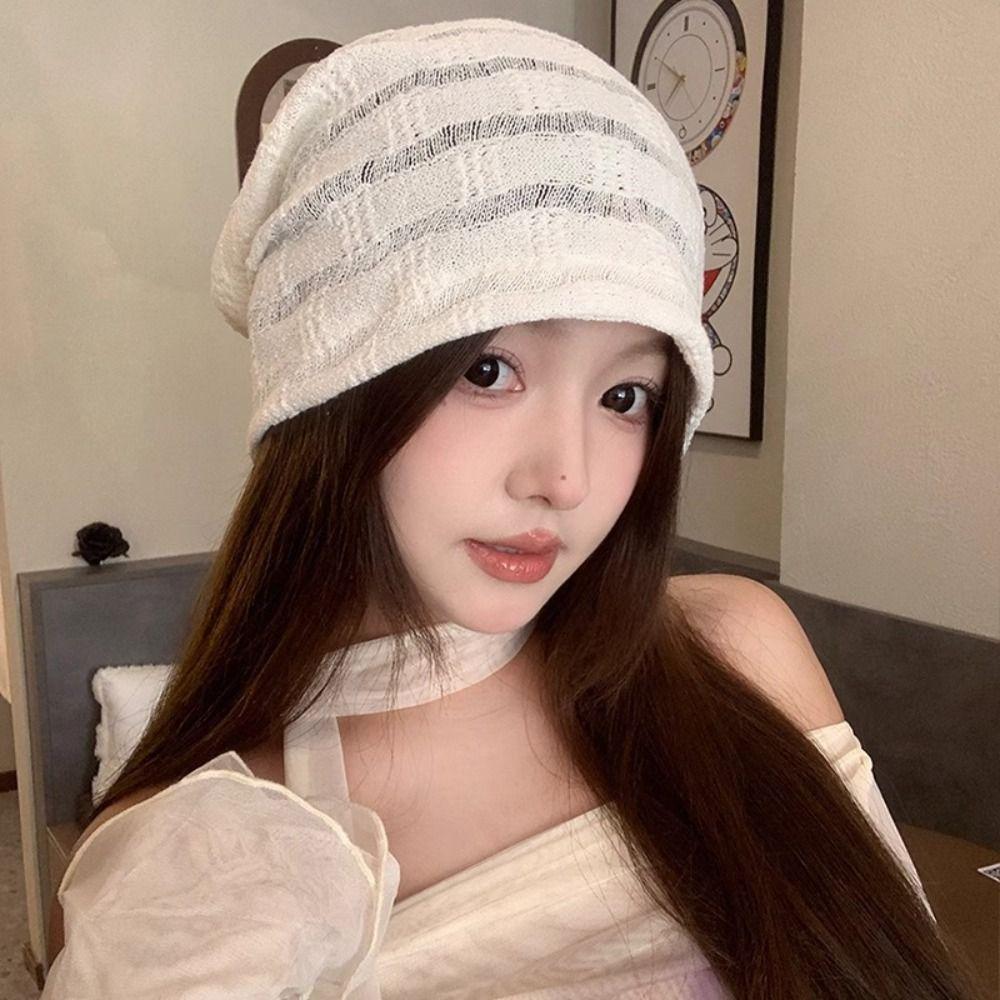 Hollow Beanies Hat Breathable Sunscreen Cap Retro Knitted Hat Spicy Girls