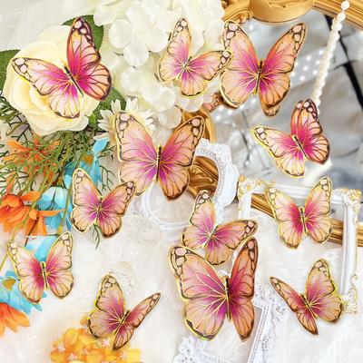 Butterfly Wall Decor Stickers 3D Butterfly Wall Decor 12 PCS Laser Butterfly Decorations for Birthday Party Cake Decorations for Baby Shower Decals