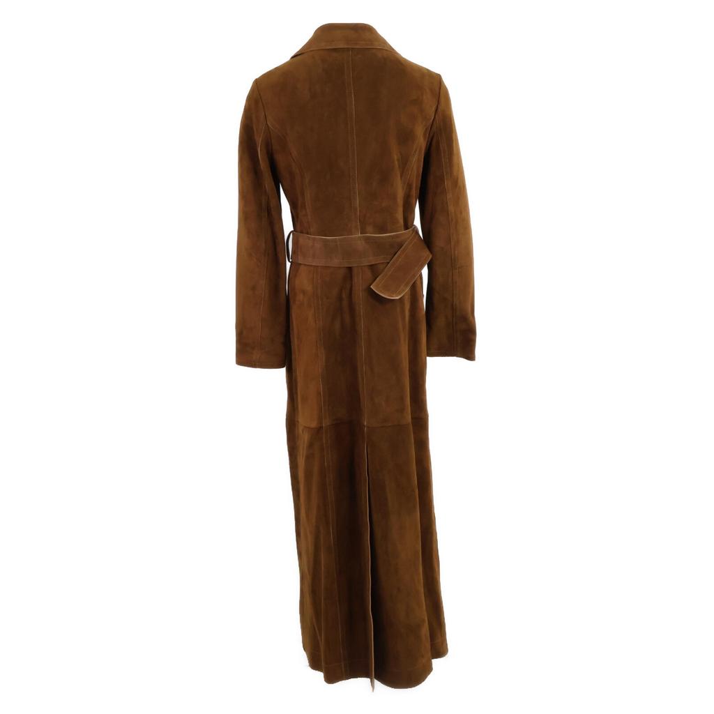 Fendi [Good Condition/domestic Regular] FPS807AC2W Calf Leather Long Trench Coat 36 BrownUsed
