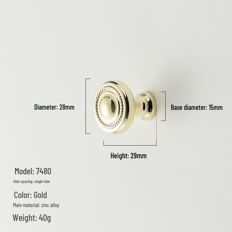 American Minimalist Zinc Alloy Single Hole Handle for Drawer, Shoe Cabinet, Wardrobe - Bright Silver/Gold Finish