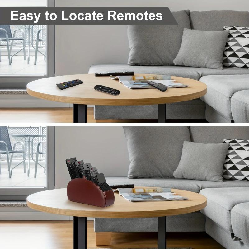 

Remote Control Holder with 5 Compartments Leather Storage Box for Desktop Storage Organizer коричневый