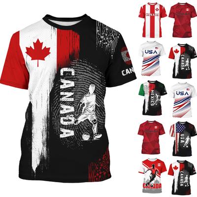 Unisex Vintage Style Soccer Fan Jersey Canada National Team Inspired Short Sleeve Athletic Shirt Retro Streetwear Top for Football Supporters