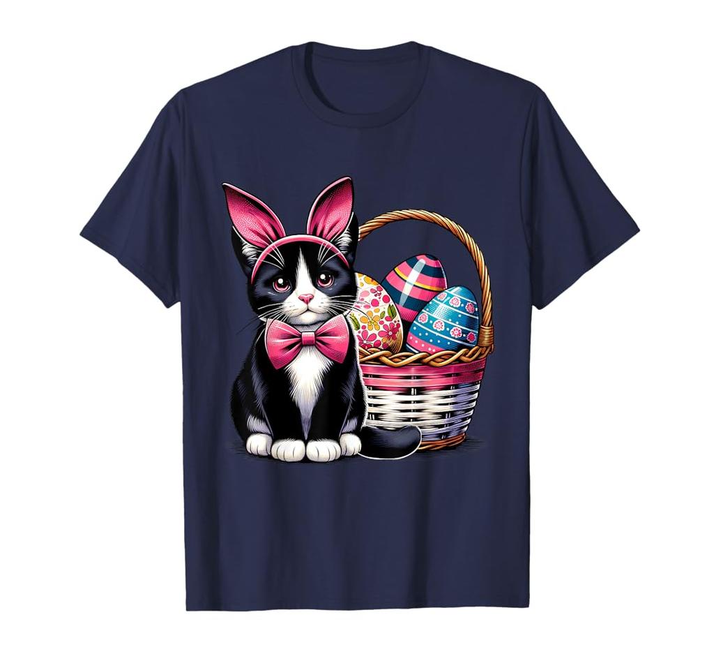 Easter Day Cat Bunny Ears Eggs Graphic Men Women Kids Funny TShirt Shirts for Women Graphic T Shirts