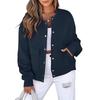 Women's Casual Neck Long Sleeve Jacket Casual Pocket Coat
