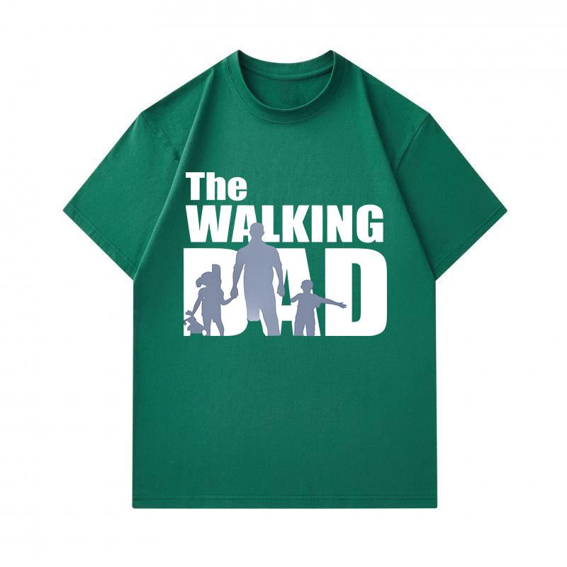 Men's 100% Cotton Crew Neck Short Sleeve T-shirt, Casual The Walking Dad Family Silhouette Printed Comfortable Lightweight Daily Wear Top for Summer