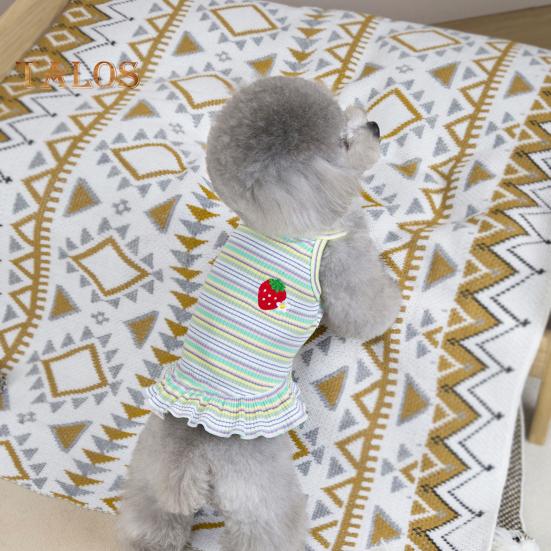 Rochie de vară pentru câini, cățeluș, fără mâneci, cu dungi, căpșuni, tricou, fustă Tutu, ținută de prințesă pentru animale de companie, pentru pisici mici și medii, câini