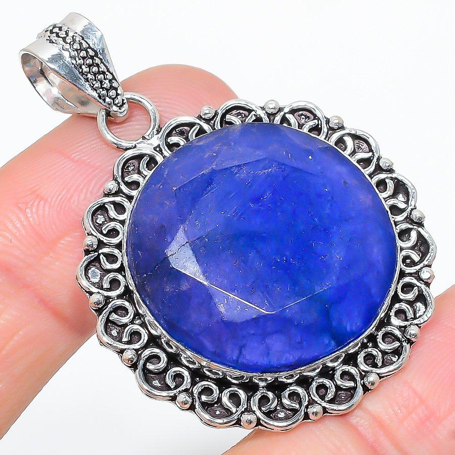 

Sapphire(Simulated) Gemstone Handmade Ethnic Jewelry Pendant 1.85 VR-2003