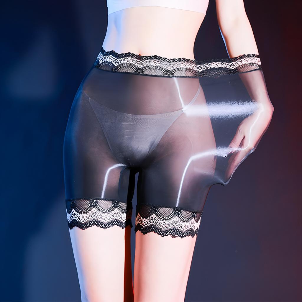 Fully transparent oily see-through lace panties, sexy 5D ultra-thin temptation horse oil stockings, fun boxer panties for men and women