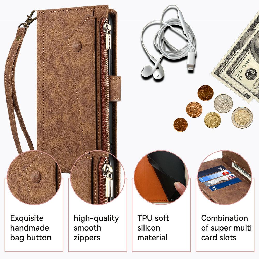 S24 S25 Ultra 5G Zipper Wallet Case RFID Leather Card Crossbody Coque for Samsung Galaxy S25 Edge S24 Plus 25 S 24 FE Flip Cover