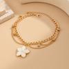 Gold Flower Pendant Anklet Adjustable Beach Jewelry Simple Oil-Dripped Foot Chain  Women