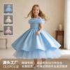 Girls Long Tulle Dress Princess Party Performance Gown