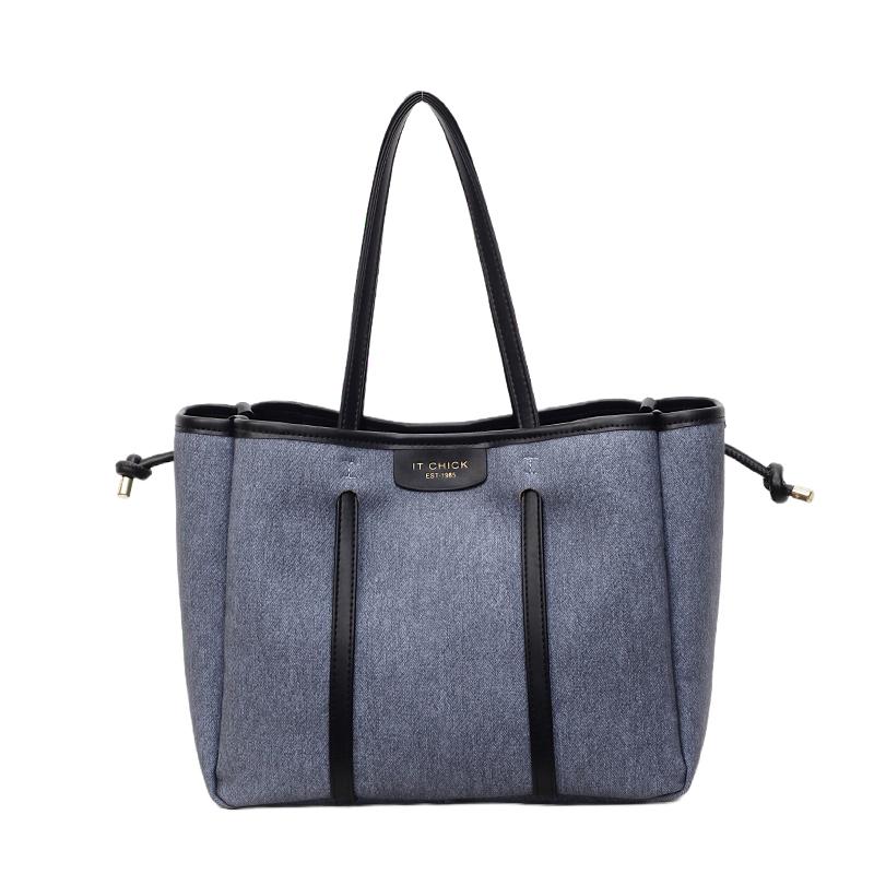 Casual Commuter Large Capacity Shoulder Bag Women's Fashi Ctrast Color Denim Messenger Bags Temperament Female Tote Pack