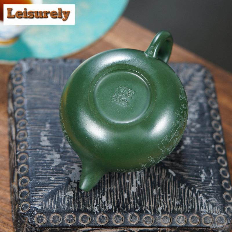 230ml Butikowe Fioletowe Czajniczki z Yixing Ręcznie Robione z Motywem Śliwki Starożytny Czajnik Z Surowej Rudy Ciemnozielona Glina Czajnik Chiński Zisha Zestaw do Herbaty
