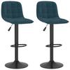 Bar Stool Set of 2 Blue Velvet