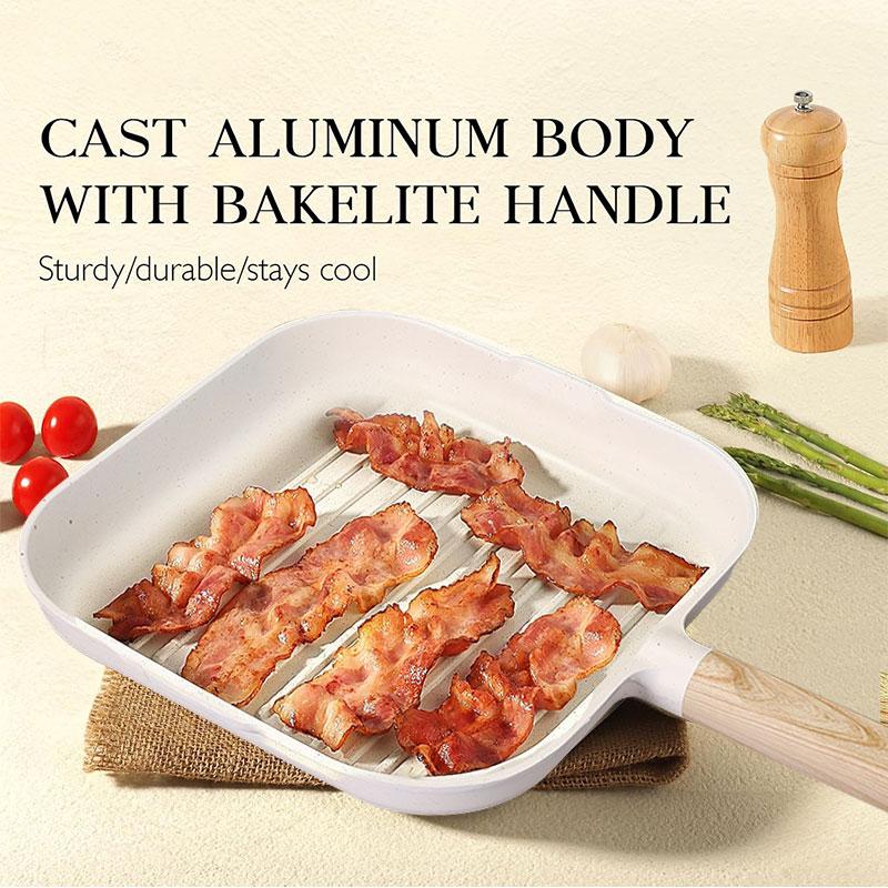 10.5inch Versatile Griddle Steak Grilling Pan Nonstick Grill Skillet Durable Indoor Outdoor Cooking Pan with Pour Spouts