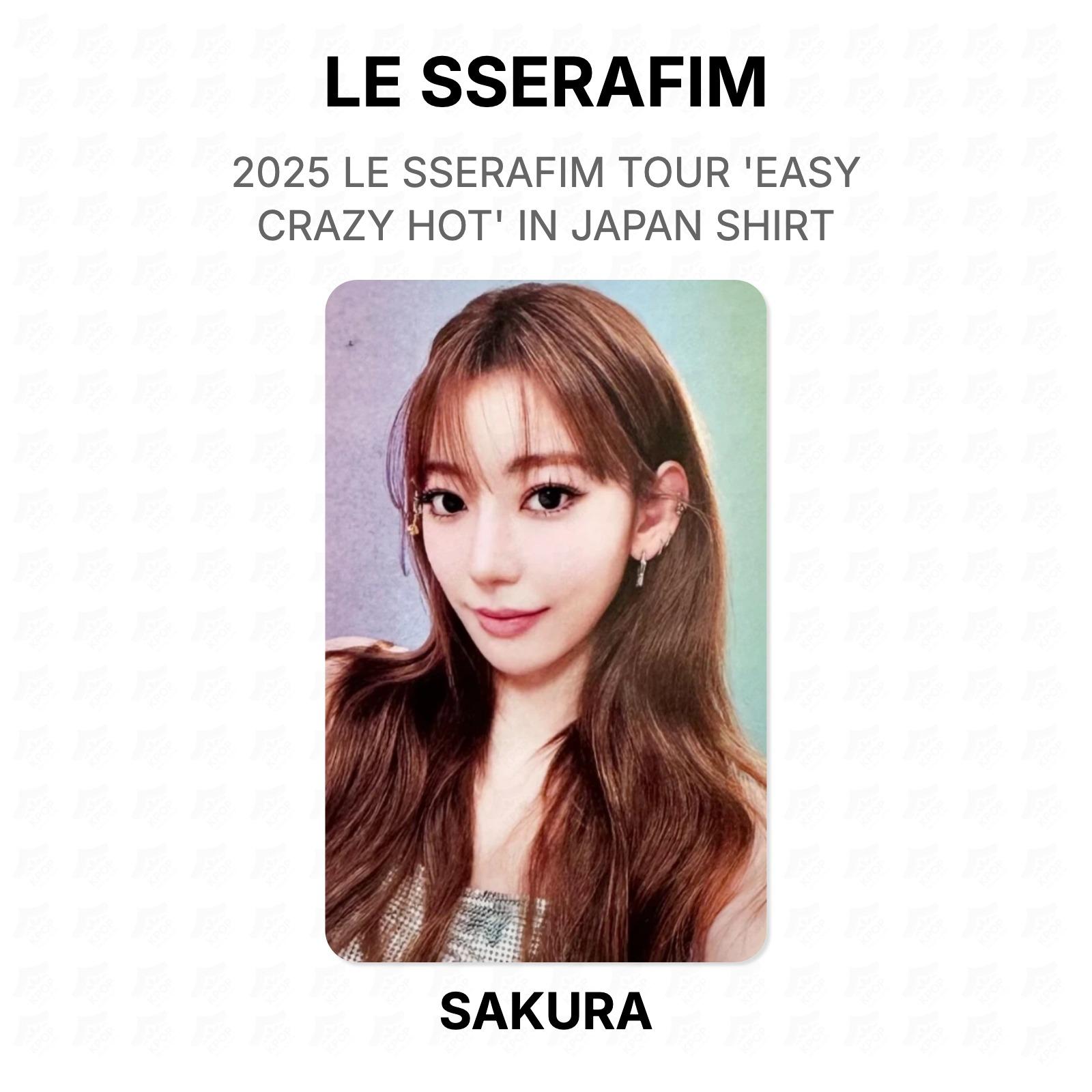 LE SSERAFIM 2025 LE SSERAFIM TOUR EASY CRAZY HOT IN JAPAN SHIRT Official Photocard SAKURA
