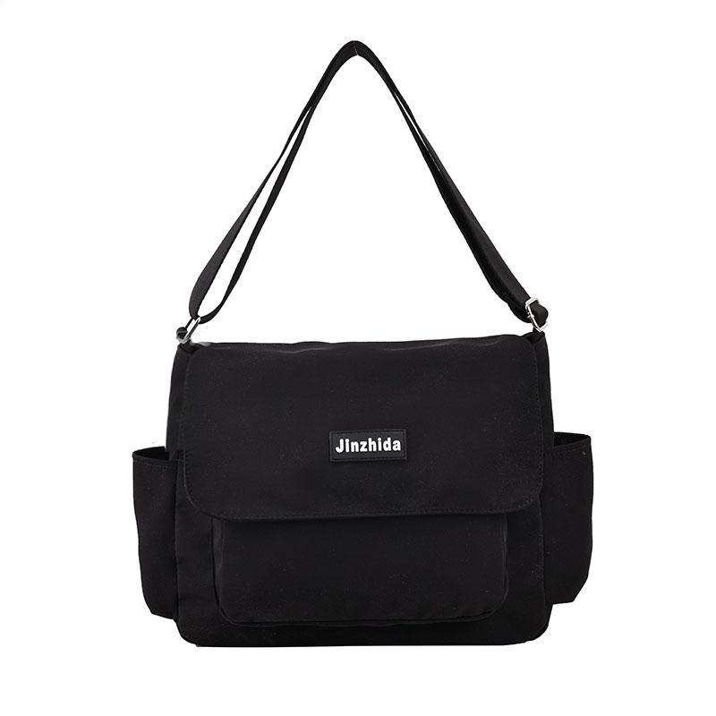 Simple School Student Shoulder Bag Nylon Handbags Solid Color Leisure Large Capacity Messenger Bag Male Female Tote Bag Satchels