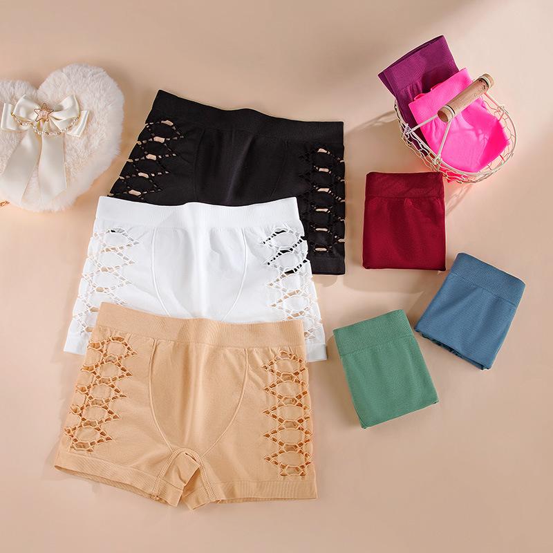 Women's Simple Solid Color Geometric Hollow Boxer Briefs Comfortable and Breathable Women's Underwear