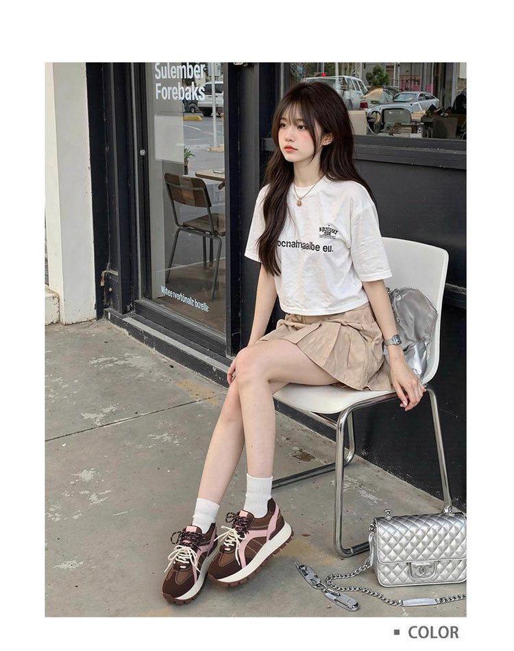 Women's Autumn 2025 Round Toe Color Block Lightweight Trainers - Soft Sole, Trendy Versatile Sports Casual Shoes