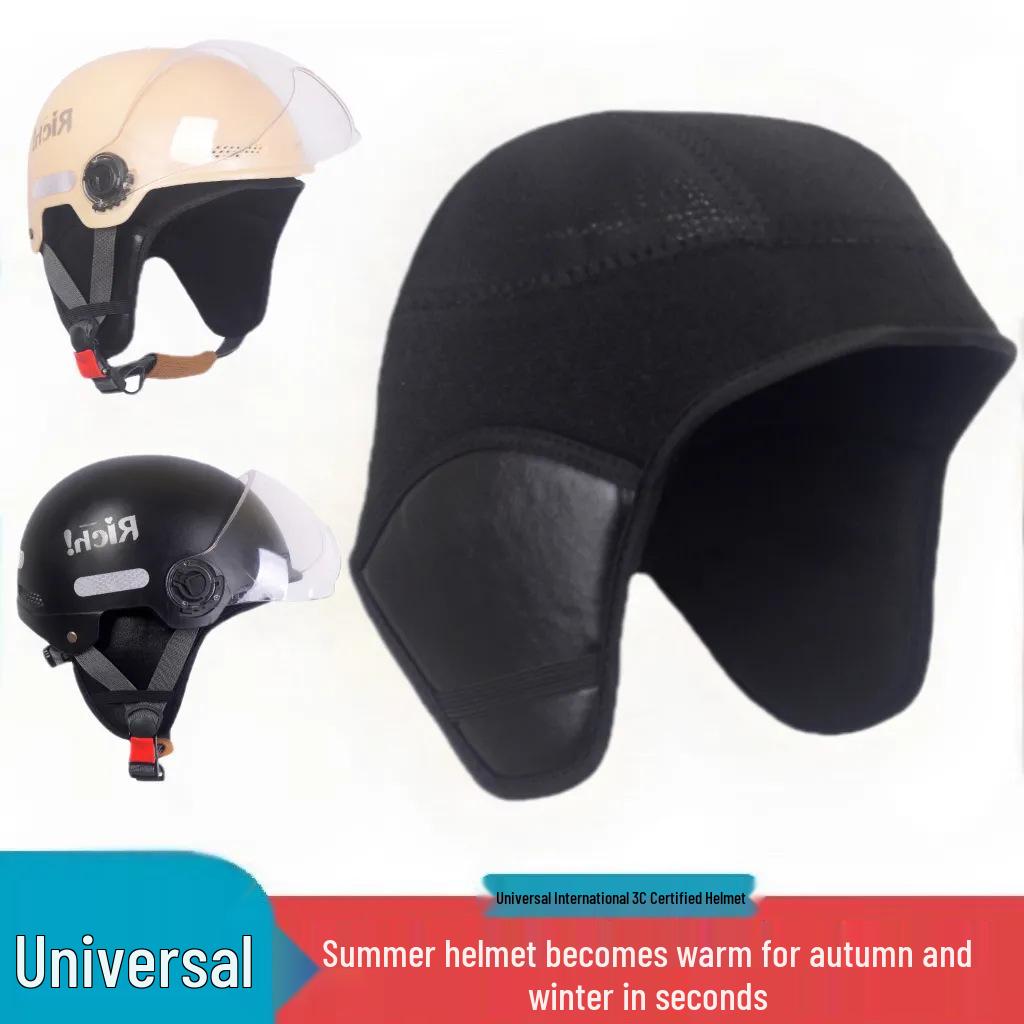 3C Certified Electric Vehicle Helmet Liner with Detachable Ear Protection and Windproof, Cold-Resistant Features for Universal Fit