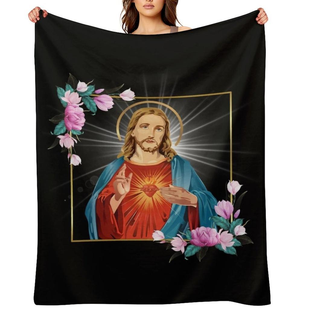 Immaculate Heart of Jesus Christ Sacred Heart Catholic Gift Throw Blanket Stuffeds Furrys Soft Plush Plaid Warm Blankets