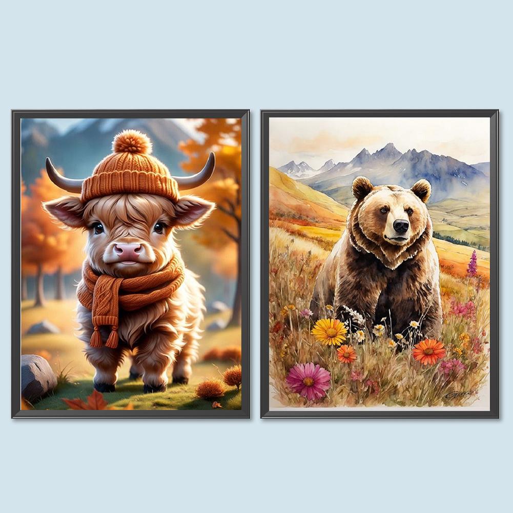 5D DIY Full Square Drill Diamond Painting Woodland Calf Kit Home Decoration