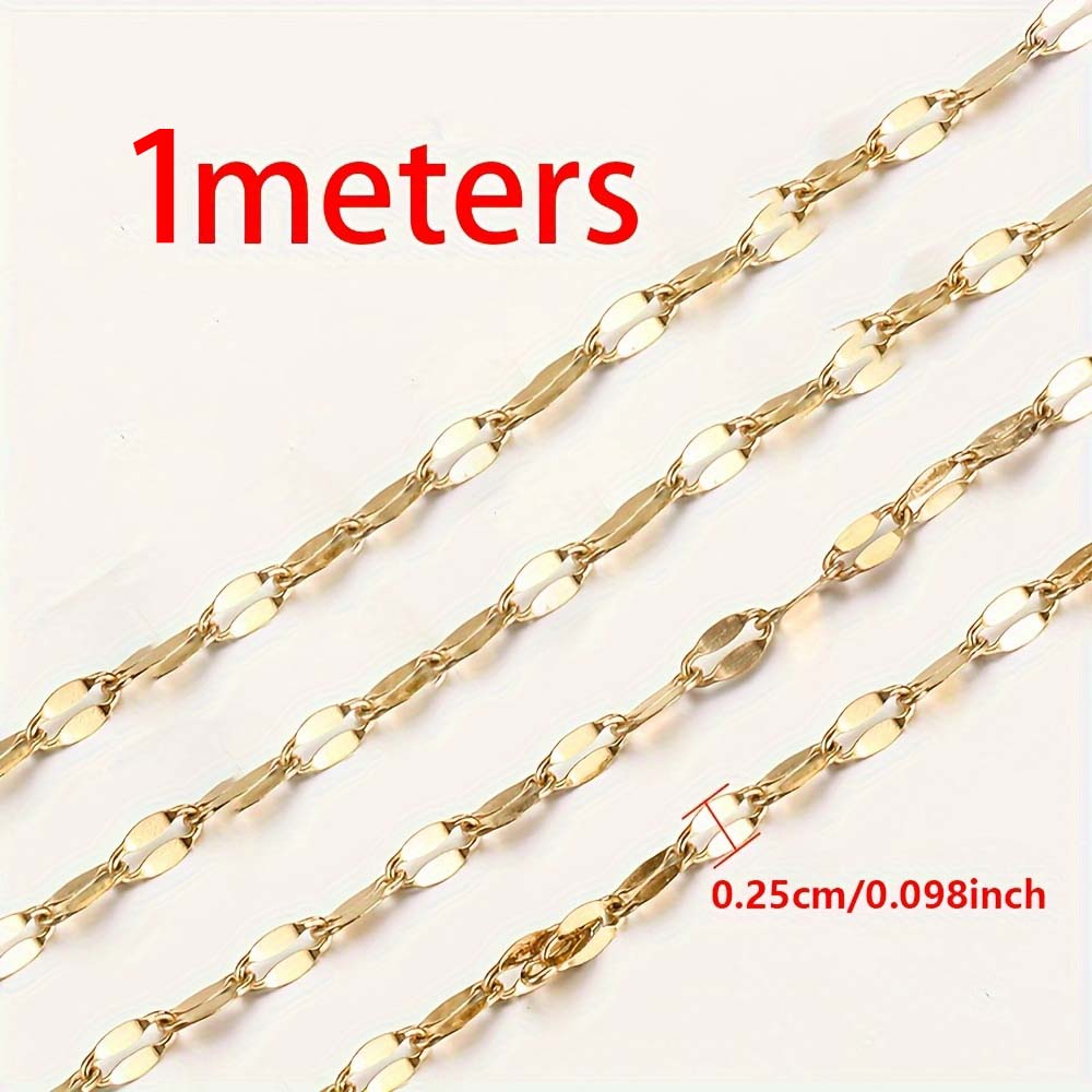 No Fade 1M 2Meter Stainless Steel Gold Plated Lips Chains DIY Chain for Needlework Necklace Bracelet Jewelry Making Accessories