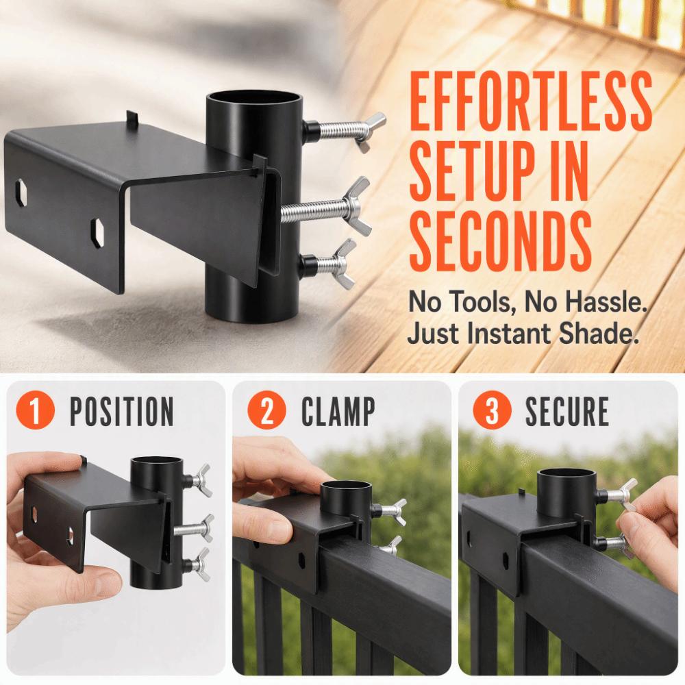 Anti-rust Umbrella Clamp Bracket Adjustable Deck Umbrella Mount Sturdy Parasol Fixing Clip  Outdoor
