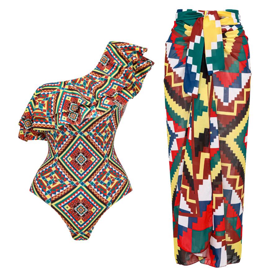 2025 European & American Chic Swimwear Set: Sexy One-Piece & Two-Piece with Slimming Chiffon Skirt