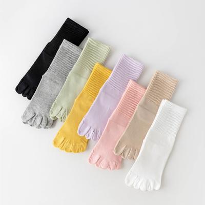 Five-Finger Socks Women'S Spring And Autumn Mid-Tube Socks Cotton Deodorant Sub-Toe Socks Season Boneless Stockings