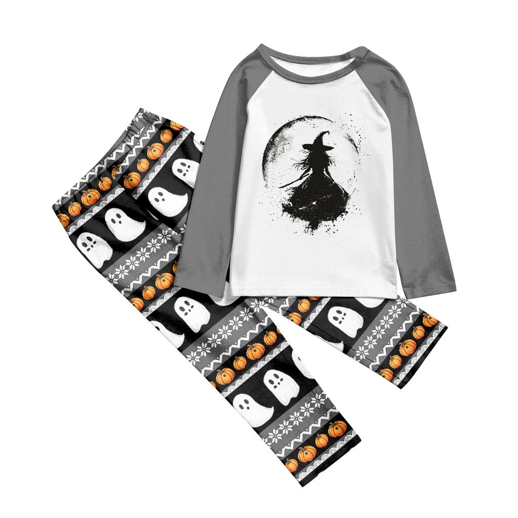 Halloween Tag Drucke Familie Passend Langarm Tops+Hosen Set Familie Passende Sets