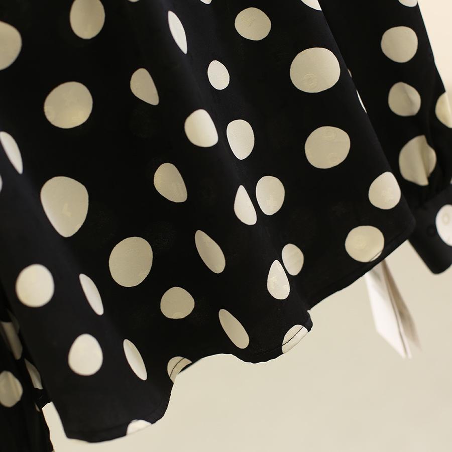 Youxizi Polka Dot Tie-Up Loose Slimming Shirt - 25 Autumn Collection