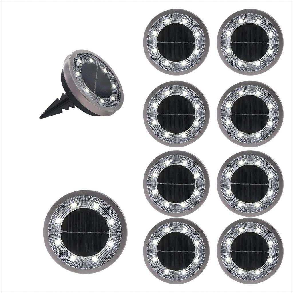 LITNOFAY Solar Outdoor Garden IP66 Waterproof and Automatic Charging and Turning Warm Set of 4 Lights, In-ground Mount, Dustproof, On, White, (8