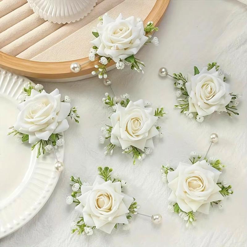 2PCS/Set Corsage Bridesmaid Accessories Party Jewelry Bridal Artificial Rose Gorgeous Wrist Corsage Elegant Multi-Color