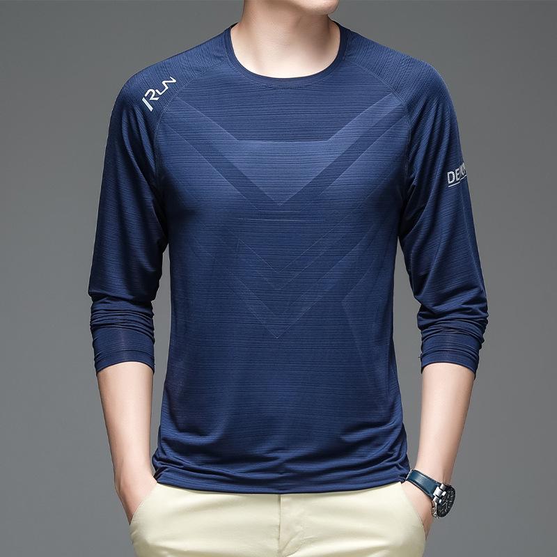 Herren Eis-Seide Langarm Fitness-T-Shirt - Frühling/Sommer, Dünn, Elastisch, Outdoor-Sportarten, Business-Stil