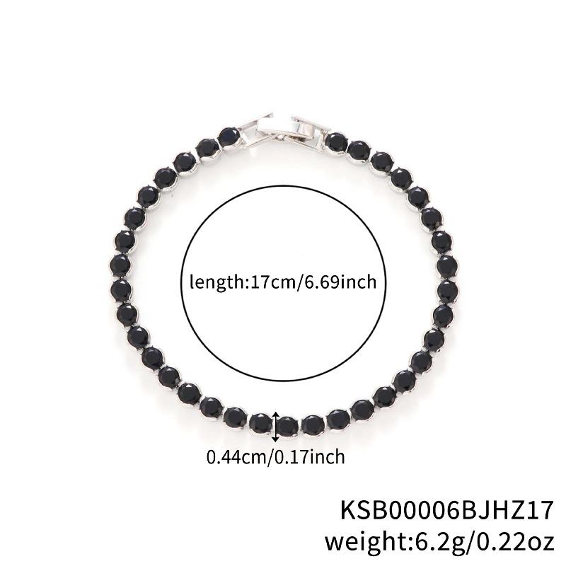 Mary Kashi Fashion Jewelry - Multi-sku Crystal Bracelet, Electroplated Aaa Cubic Zirconia Bracelet, Diamond-accented 4mm