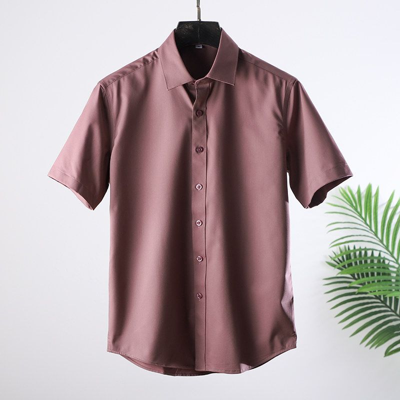 Export Tail Single Cut Label Bamboo Fiber Shirt Men's Short Sleeve Summer Thin Casual Export Original Single Men's Clothing Shirt Coat