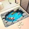 Tapis de bain Poisson Koi Impression 3D, Matière Flanelle, Convient pour Salle de Bain, Chambre, Entrée Salon, Tapis de Bain Tapis de Sol Durable