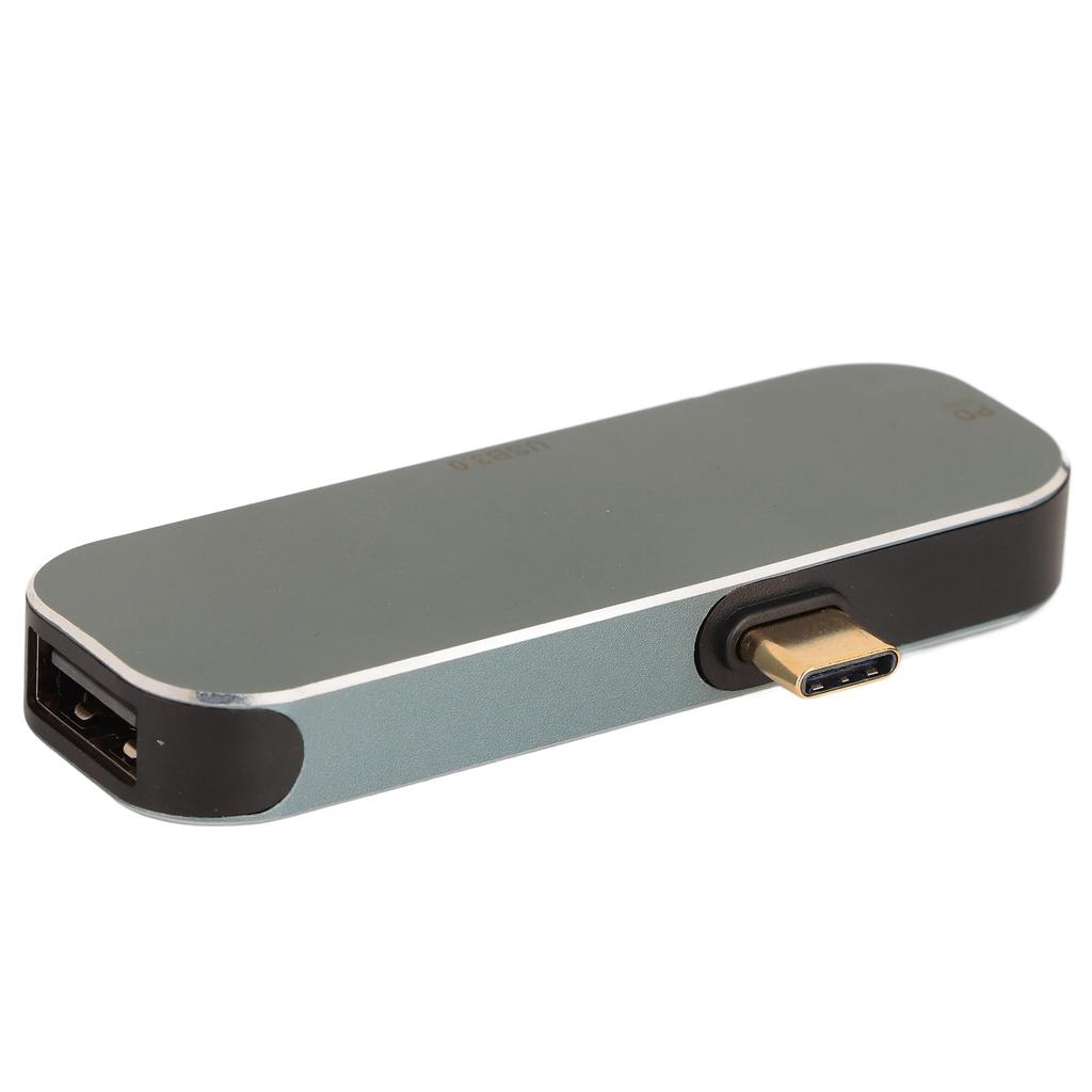 Type C Hub PD Charging Port 5 In 1 Hot Plug Function Silver Aluminum Alloy USB C Hub Multiport