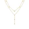 Fashion Women'S Necklace, Stainless Steel Bow Round Snake Chain Double Layer Stacked Necklace Nc-2524