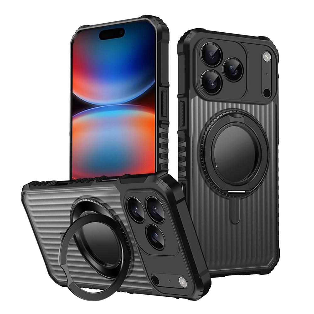 KEYSION Étui avec support anneau rotatif à 360° pour MagSafe pour iPhone 17 Pro Max 17 Air Mat Transparent Magnétique Antichoc Housse de téléphone