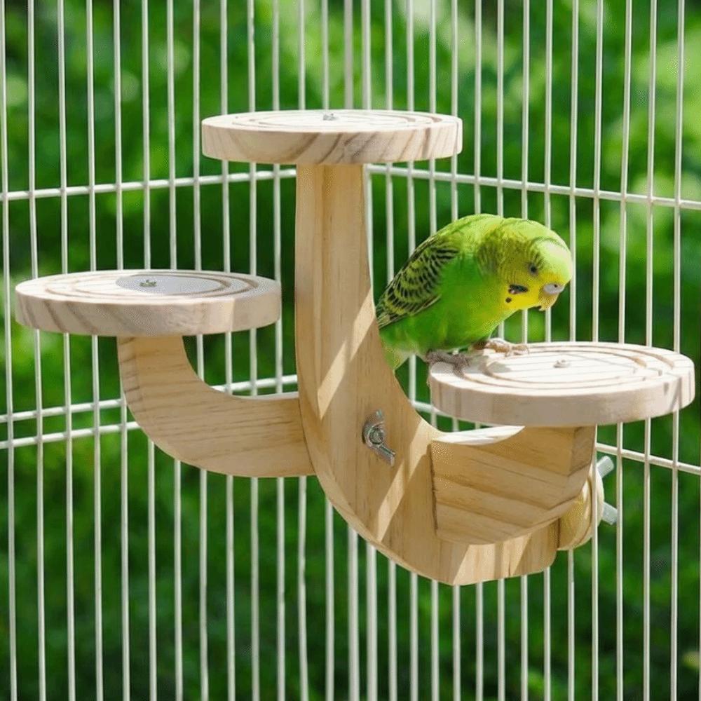 Parrots Ladder Wooden Bird Perch Stand Wear Resistant Parrot Perch Platform Small Pet