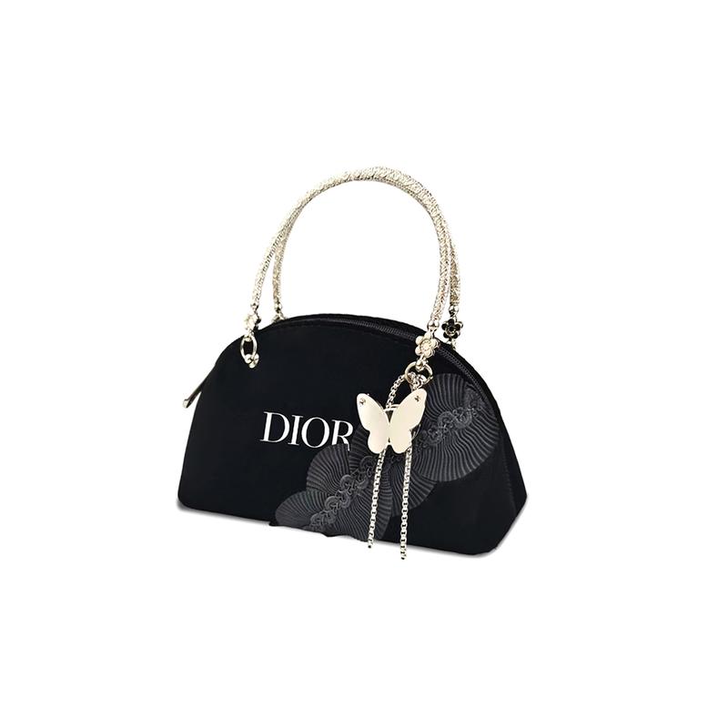 Dior Bag [Customized Cosmetic Bag] Chi Xing Manual Rose Ball Fabric Art Style Casual and Versatile Intellectual Elegant Luxurious Flower Decorated