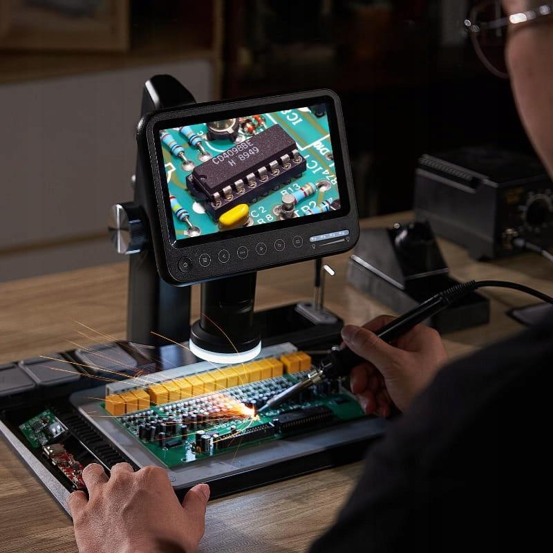 MICROSCOPIO DIGITALE INGRANDIMENTO 1600x 12MP 28 LED SCHERMO HD IPS 10  32GB SD
