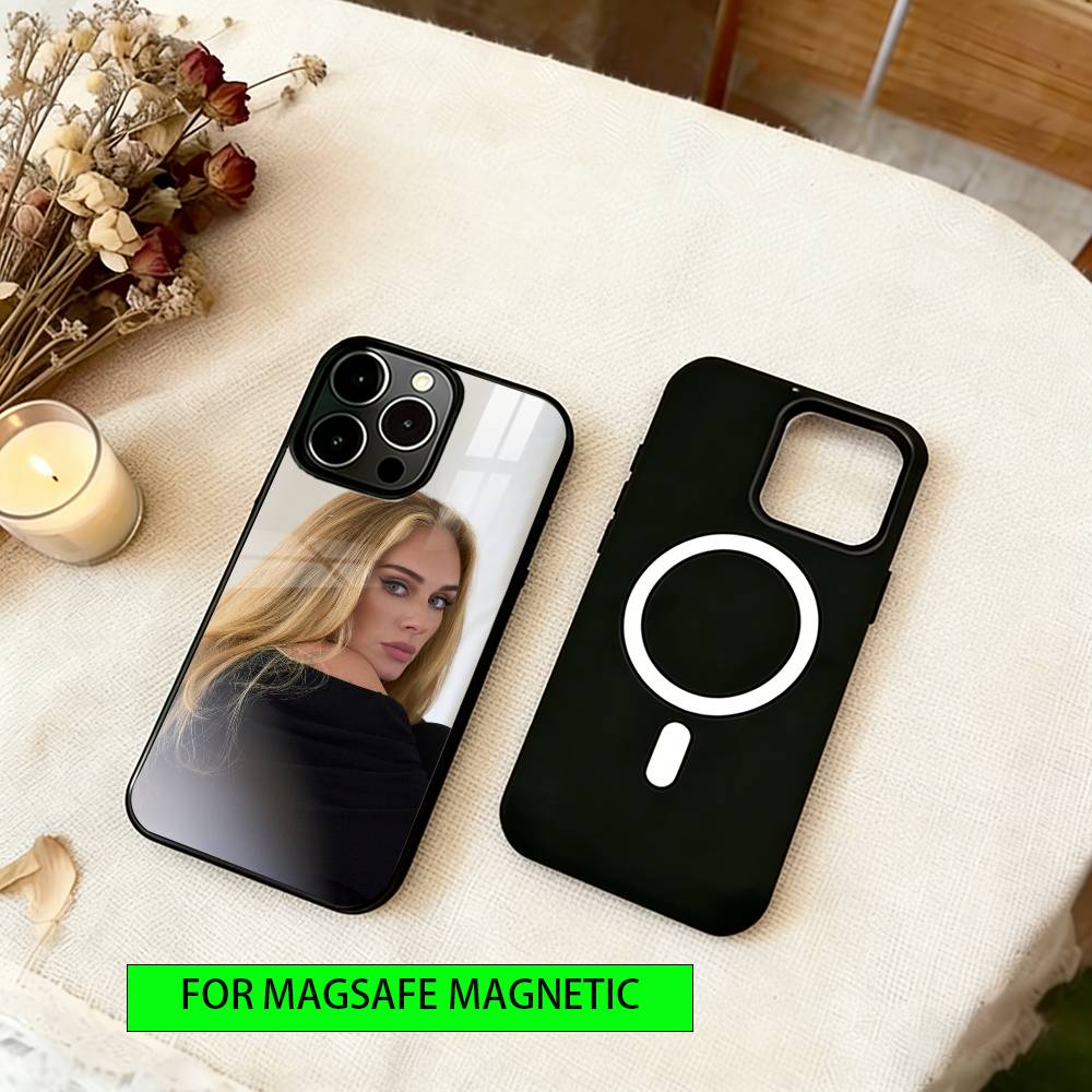 Adele Adkins zangeres Telefoonhoesje Voor iPhone17,16,15,14,13,12,11 Plus,Pro Magnetisch met Magsafe Draadloos Opladen