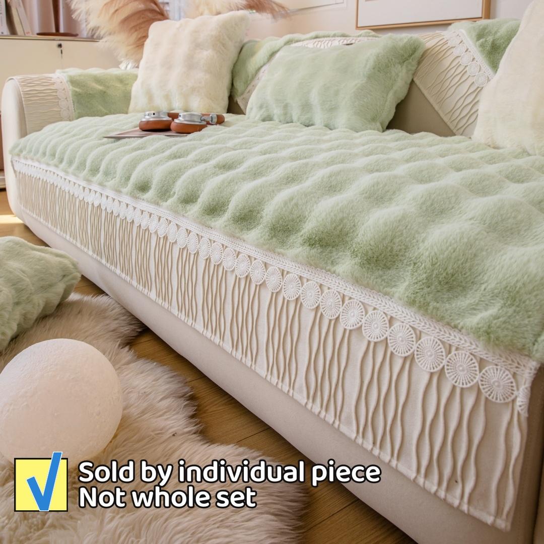 

Декор из бархатного подола, утолщенный искусственный мех кролика, плюшевый чехол для дивана, нескользящий чехол для дивана, полотенце, подушка для дивана для гостиной 70*70