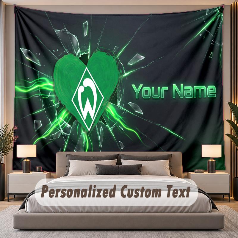Custom Name Text Tapestry Werder Bremen FC Personalized Polyester Wall Tapestry For Bedroom And Room