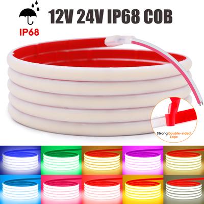 רצועת LED COB עמידה למים IP68 12V 24V סרט ניאון גמיש לד 320 נוריות/מטר תאורה ליניארית בצפיפות גבוהה לבריכה חיצונית