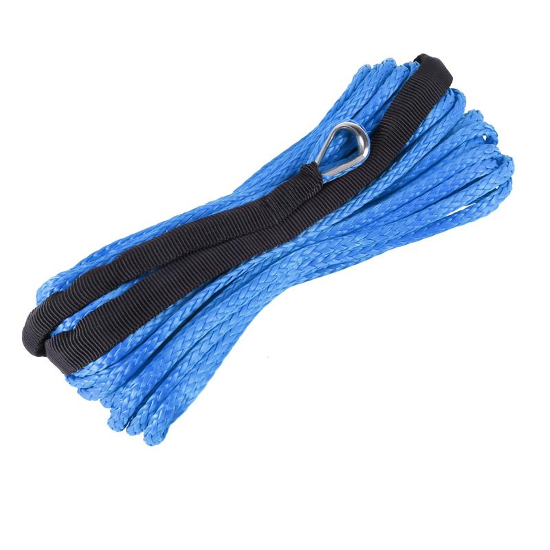 A16P-4Pcs 3/16 Inch X 50 Inch 7700 Lbs Synthetic Winch Line Cable Rope With Protection Sleeve For ATV UTV (Blue)