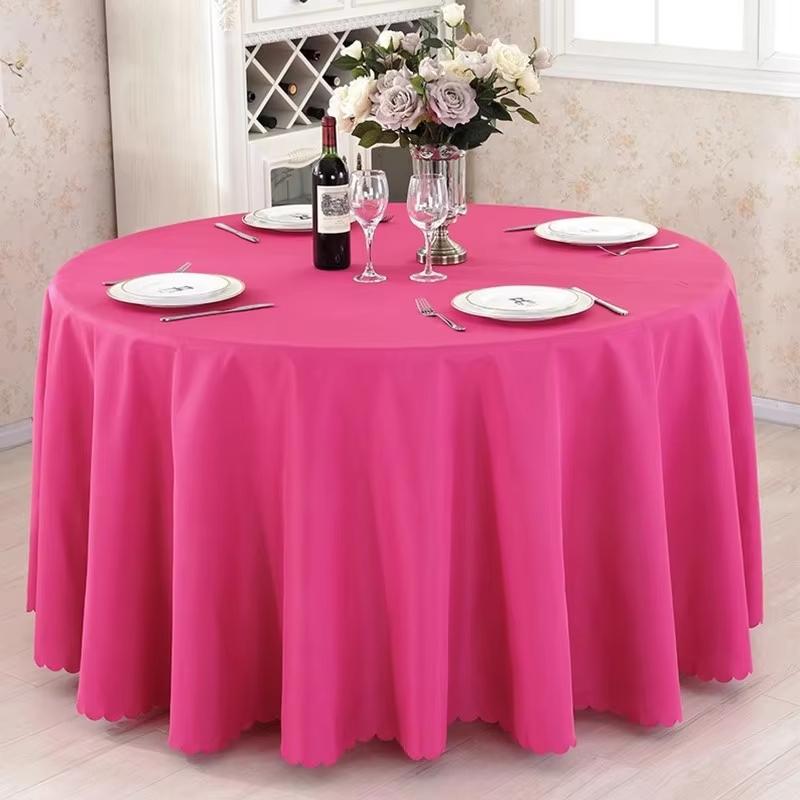 Solid Round Polyester Tablecloth for Wedding Banquet Birthday Party Holiday Celebration Hotel Event Decoration